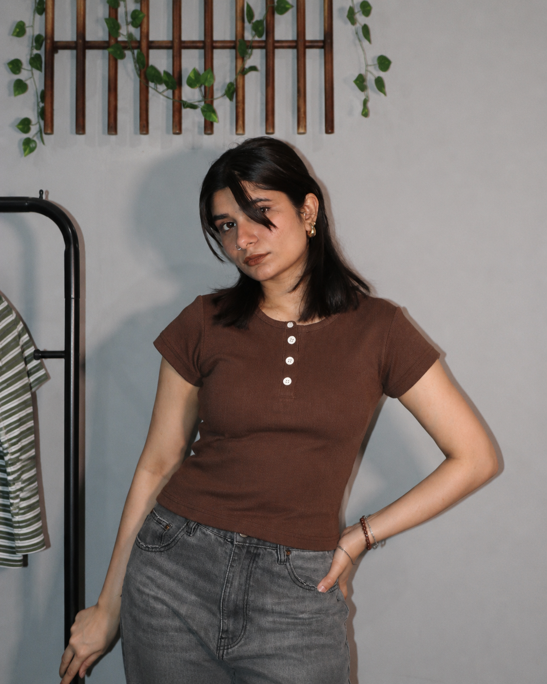 Brown henley