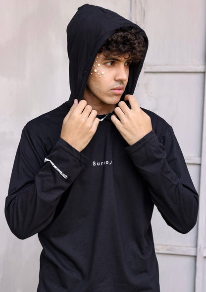 Black Patched Hoodie