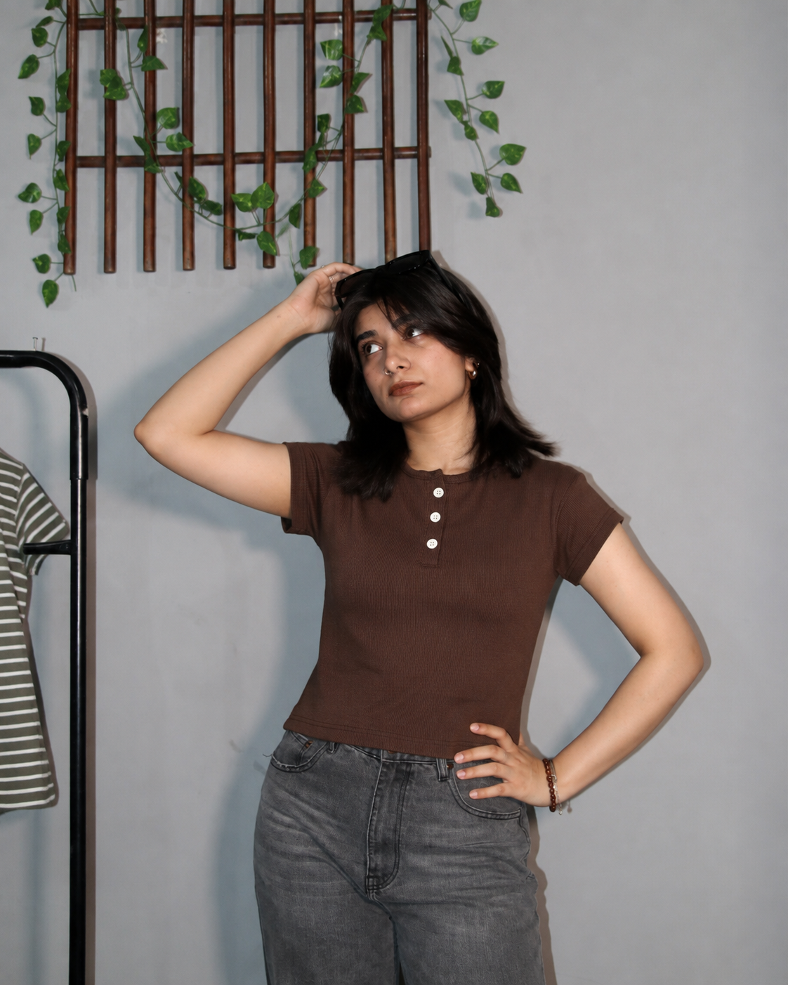 Brown henley